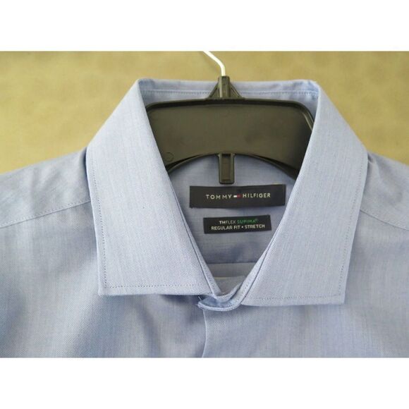 Tommy Hilfiger Men Sz 161/2 34/35 Reg-Fit TH Flex Supima Stretch Dress Shirt $80 - Picture 2 of 6